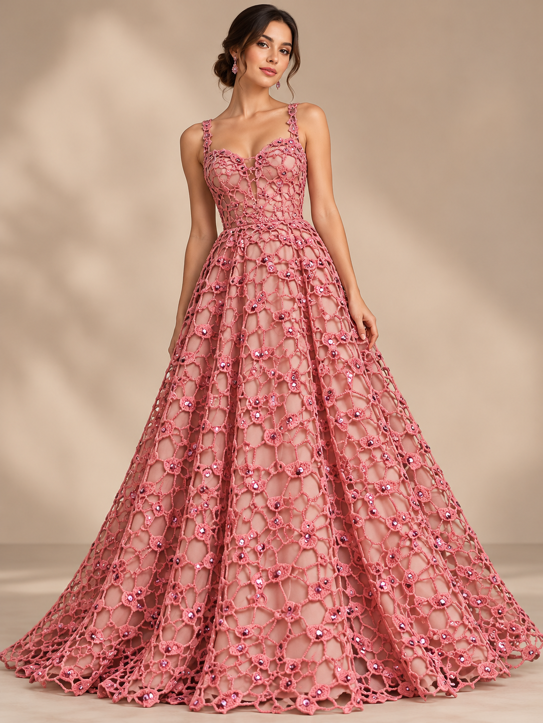 A241 · Inspiración de vestido generada con IA. Se vende tela por metro.