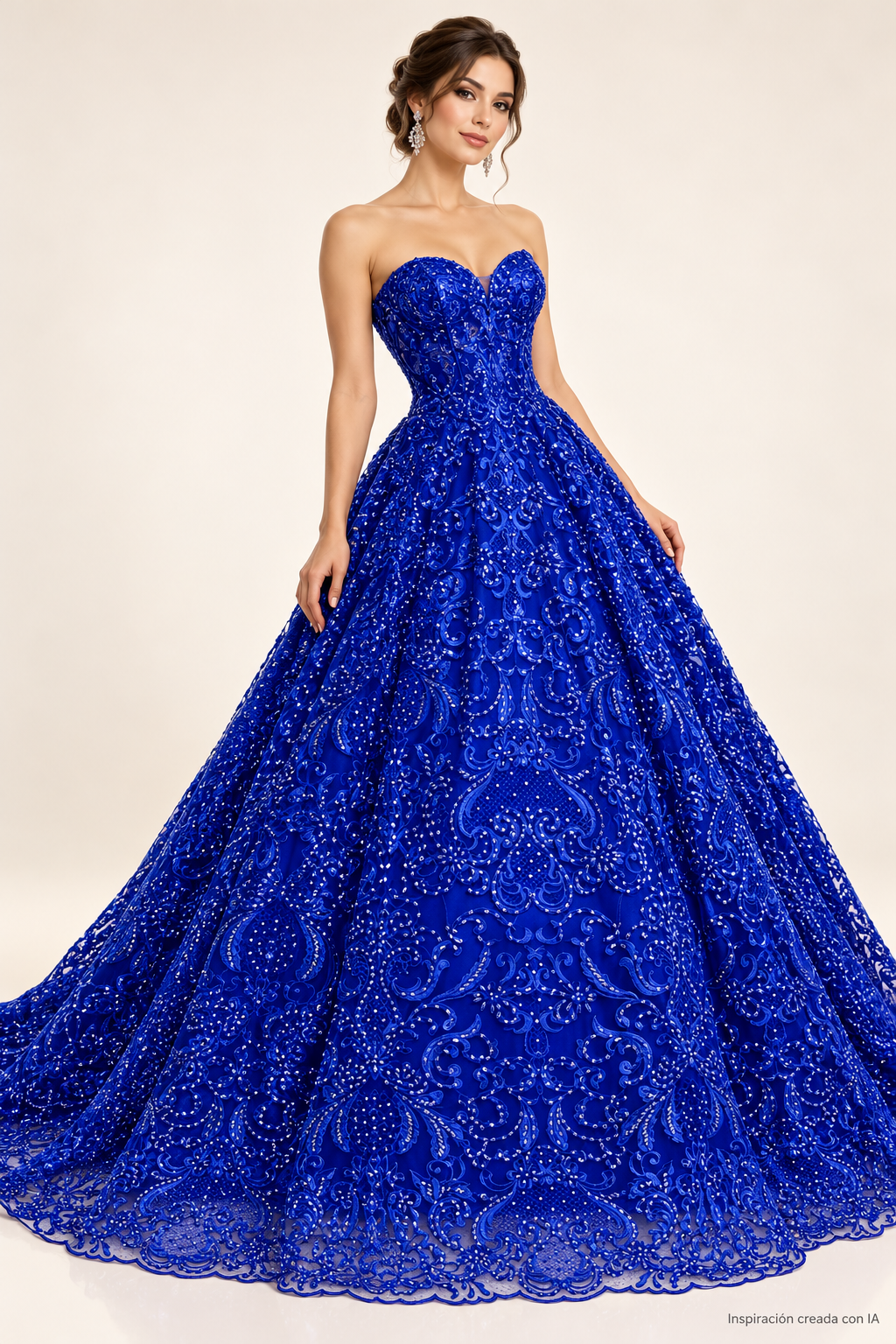 Inspiración creada con IA: vestido con tela A778 rey