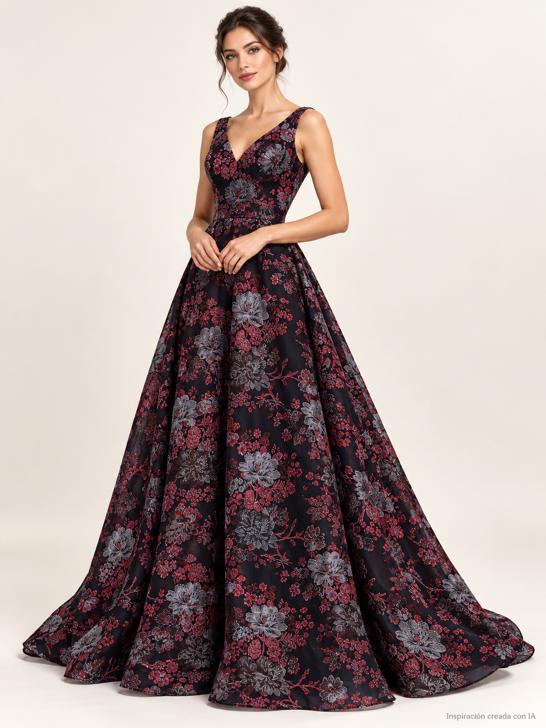 Inspiración creada con IA: vestido con tela A798 rojo