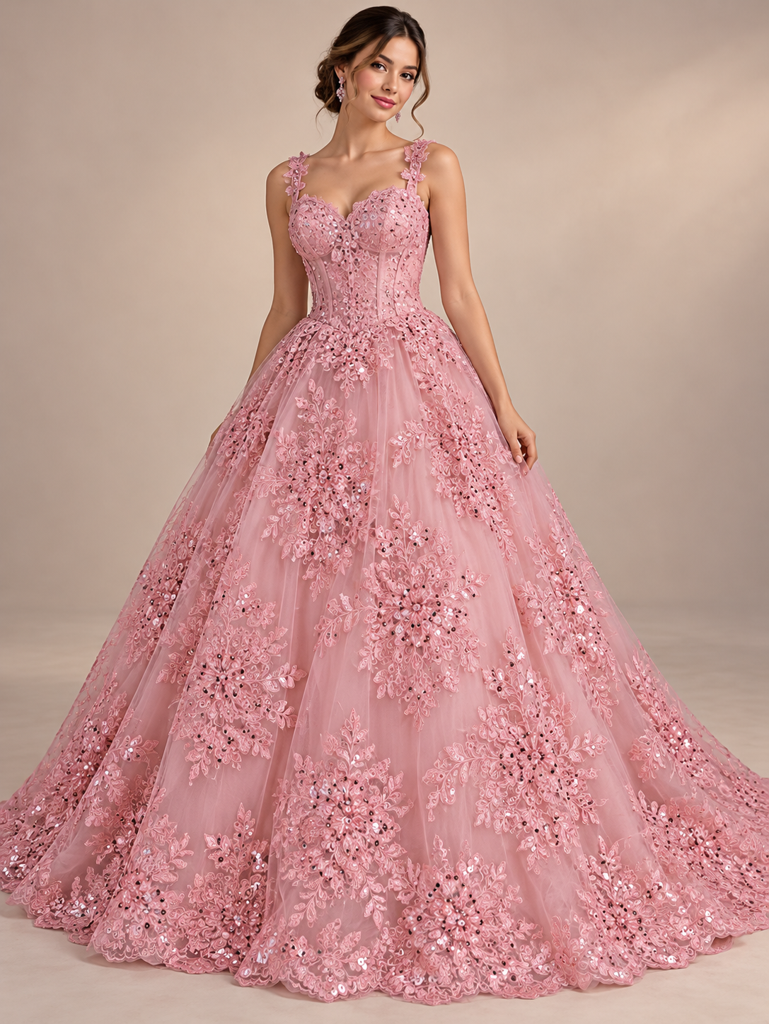 A948rosa · Inspiración de vestido generada con IA. Se vende tela por metro.