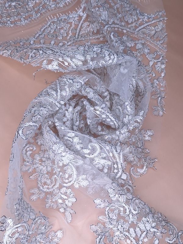 Tul bordado H130, ideal para vestidos de noche de boda y de XV años – tela por metro Ceremonia Textil