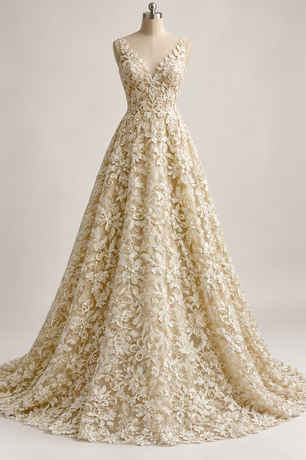 Inspiración de vestido generada con IA: FR777 color Vainilla; se vende la tela.