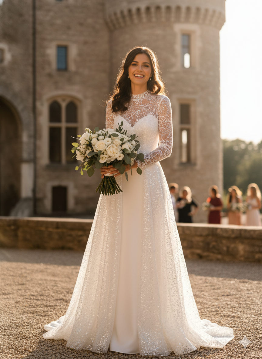 Tul bordado A845, ideal para vestidos de noche de boda y de XV años – tela por metro Ceremonia Textil