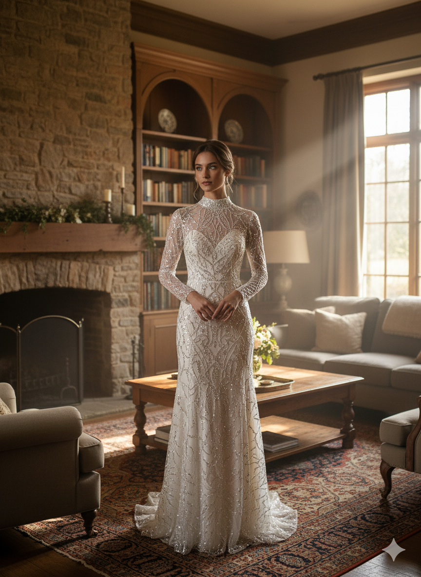 Tul bordado A943, ideal para vestidos de noche de boda y de XV años – tela por metro Ceremonia Textil