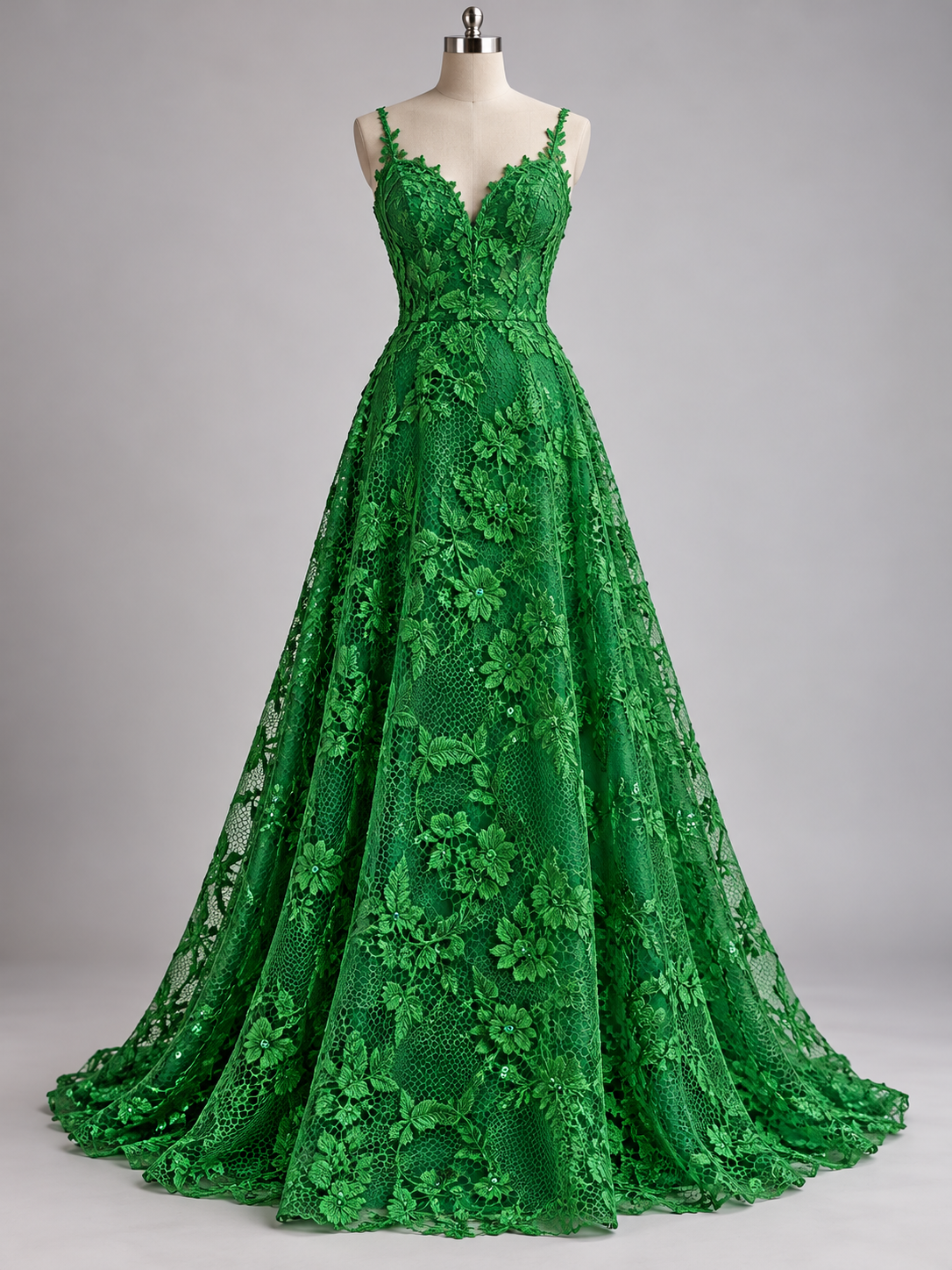 Inspiración de vestido generada con IA: FR975 color Esmeralda; se vende la tela.