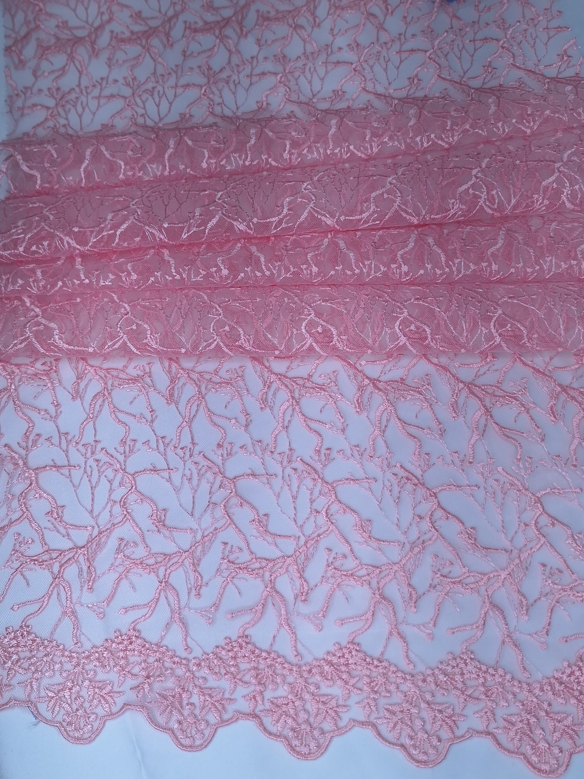 Tul Bordado Diseño Floral Con Ramajes HH175 ideal para vestidos de noche de boda y de XV años – tela por metro Ceremonia Textil