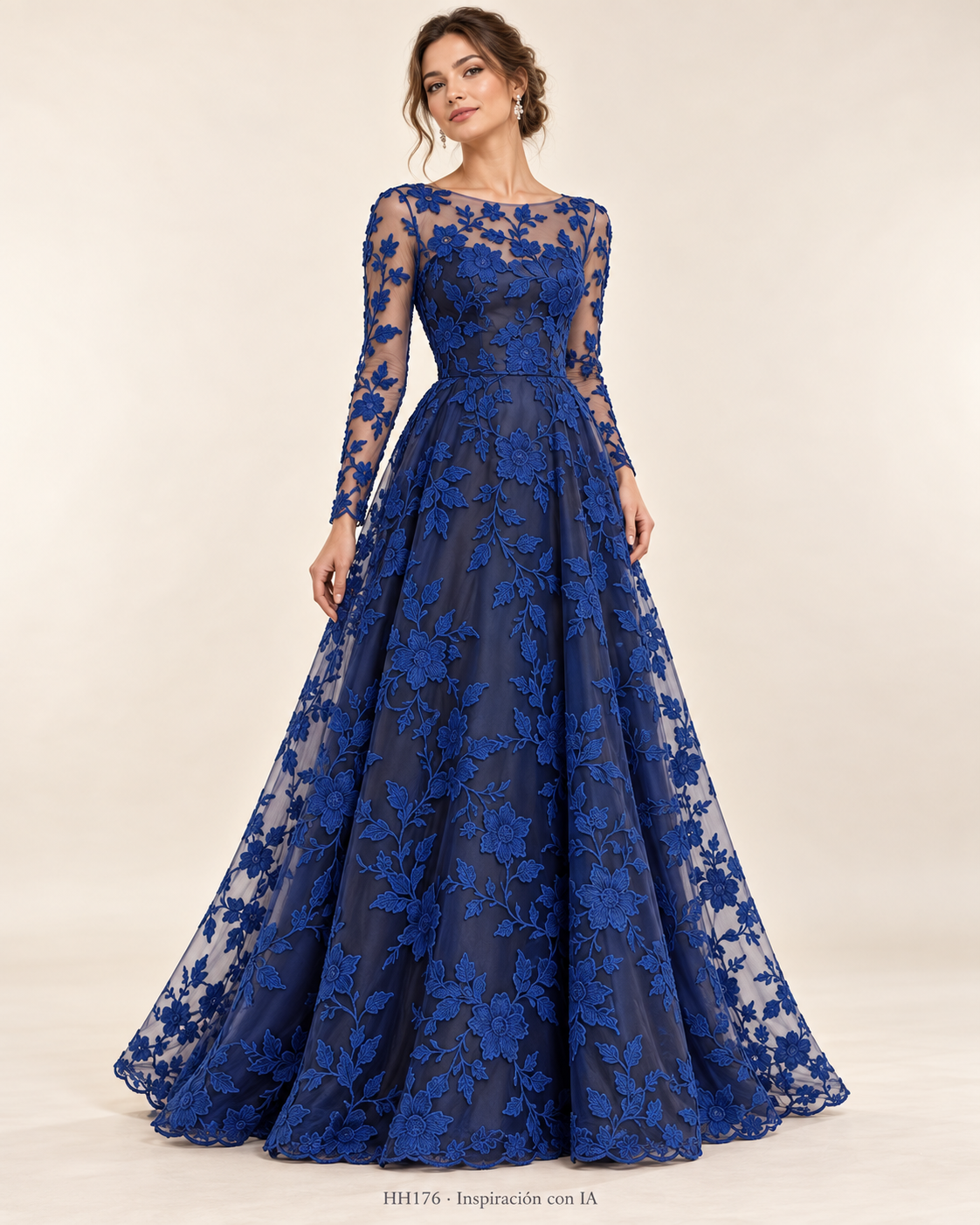 HH176 MARINO: vestido de inspiración generado con IA; diseño ilustrativo. Se vende tela por metro.
