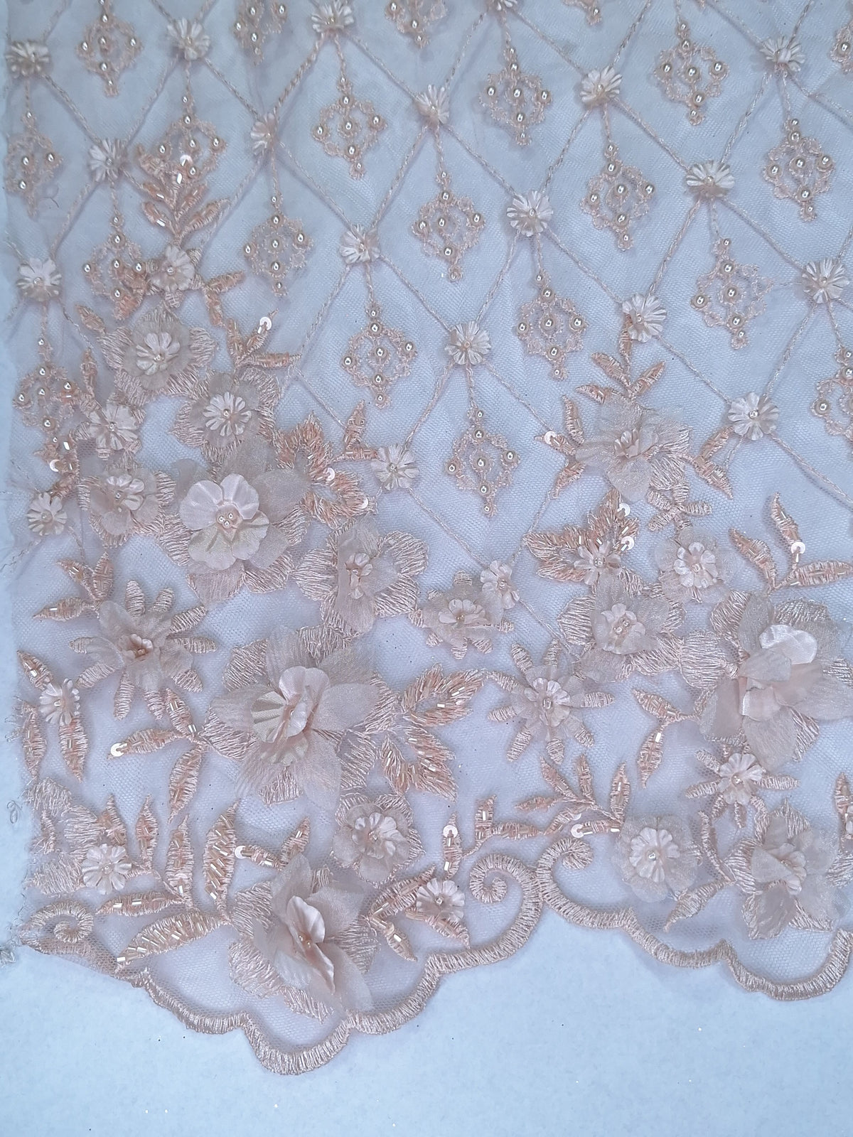 Tul bordado A862, ideal para vestidos de noche de boda y de xv años – tela por metro Ceremonia Textil