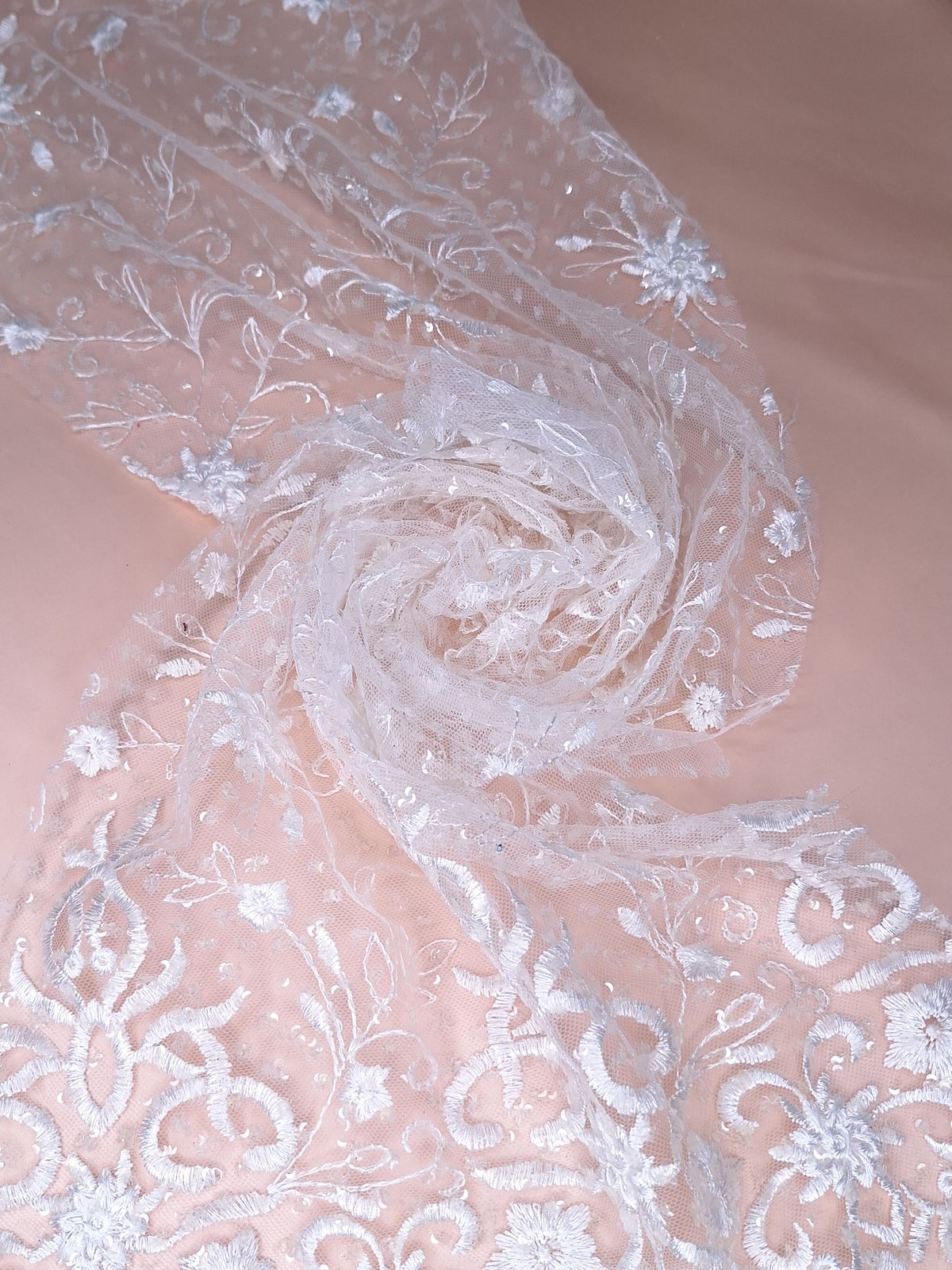 Tul bordado H099, ideal para vestidos de noche de boda y de XV años – tela por metro Ceremonia Textil