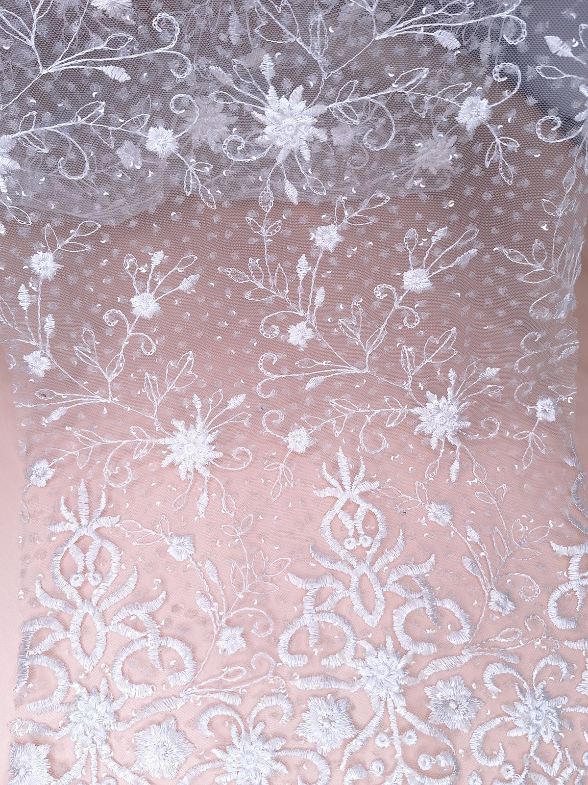 Tul bordado H099, ideal para vestidos de noche de boda y de XV años – tela por metro Ceremonia Textil