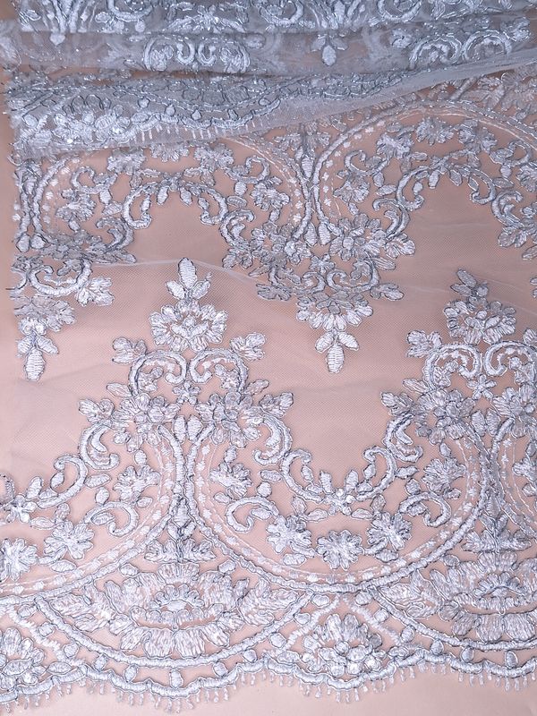 Tul bordado H130, ideal para vestidos de noche de boda y de XV años – tela por metro Ceremonia Textil