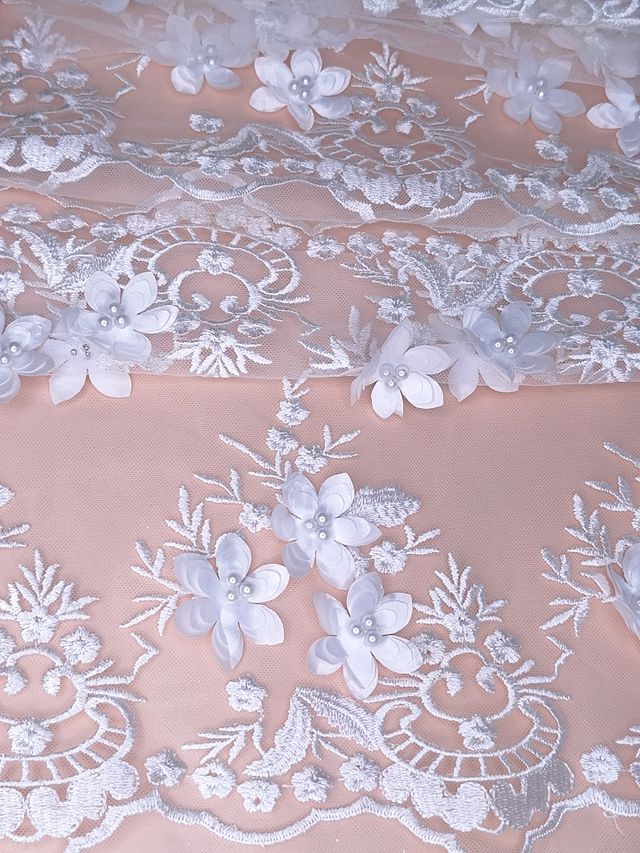 Tul bordado H139, ideal para vestidos de noche de boda y de XV años – tela por metro Ceremonia Textil
