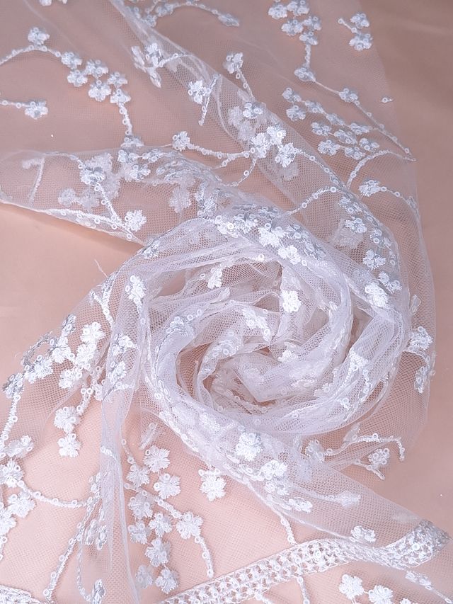Tul bordado H105, ideal para vestidos de noche de boda y de XV años – tela por metro Ceremonia Textil