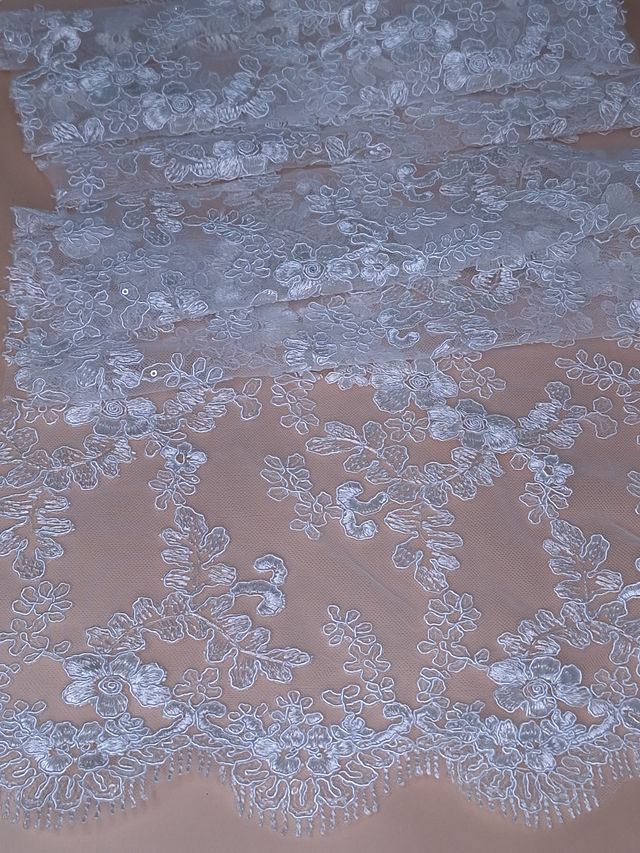 Tul bordado H165, ideal para vestidos de noche de boda y de XV años – tela por metro Ceremonia Textil