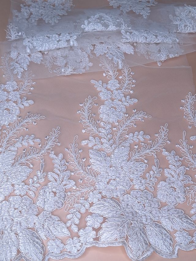 Tul bordado A961, ideal para vestidos de noche de boda y de XV años – tela por metro Ceremonia Textil