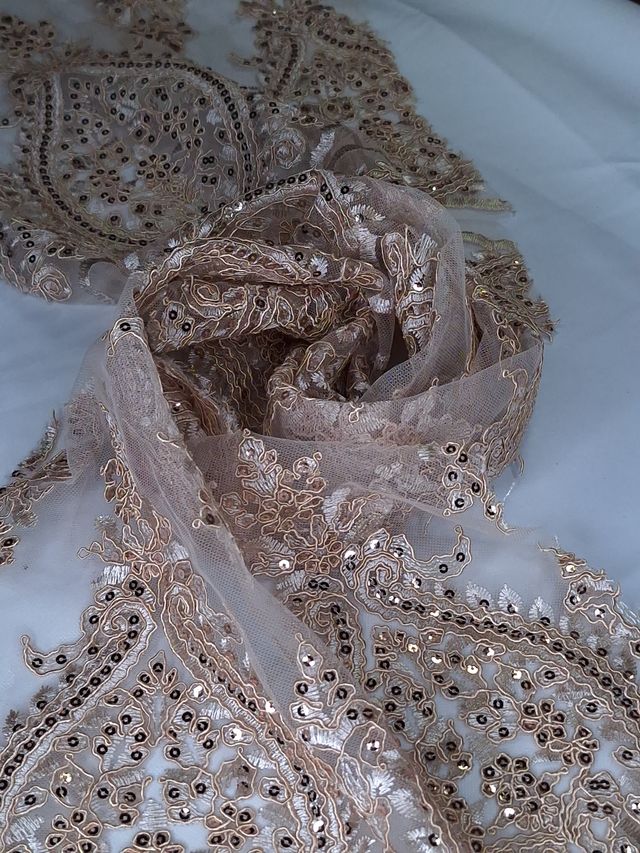 Tul bordado H129, ideal para vestidos de noche de boda y de XV años – tela por metro Ceremonia Textil