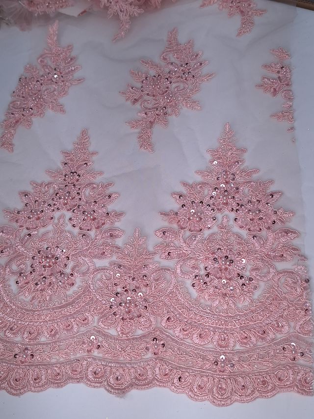 Tul bordado A948, ideal para vestidos de noche de boda y de xv años – tela por metro Ceremonia Textil