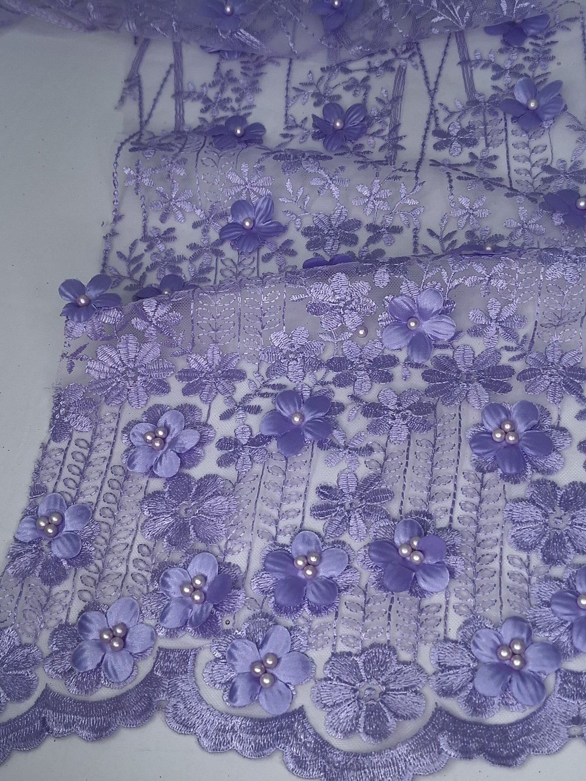 Tul bordado Con flores 3d y Perlas A928, ideal para vestidos de noche de boda y de XV años – tela por metro Ceremonia Textil