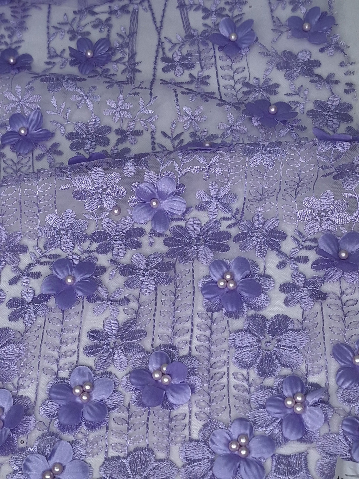 Tul bordado Con flores 3d y Perlas A928, ideal para vestidos de noche de boda y de XV años – tela por metro Ceremonia Textil