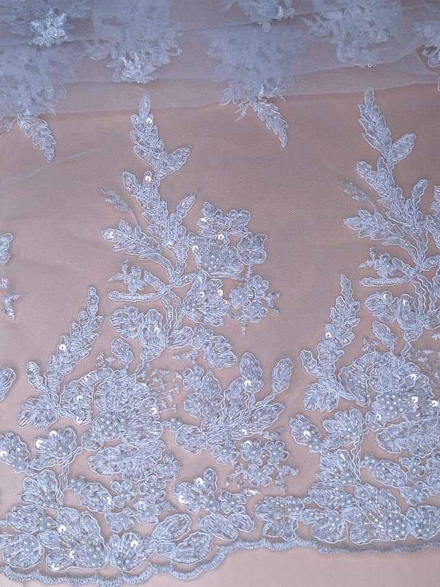 Tul bordado A982, ideal para vestidos de noche de boda y de XV años – tela por metro Ceremonia Textil
