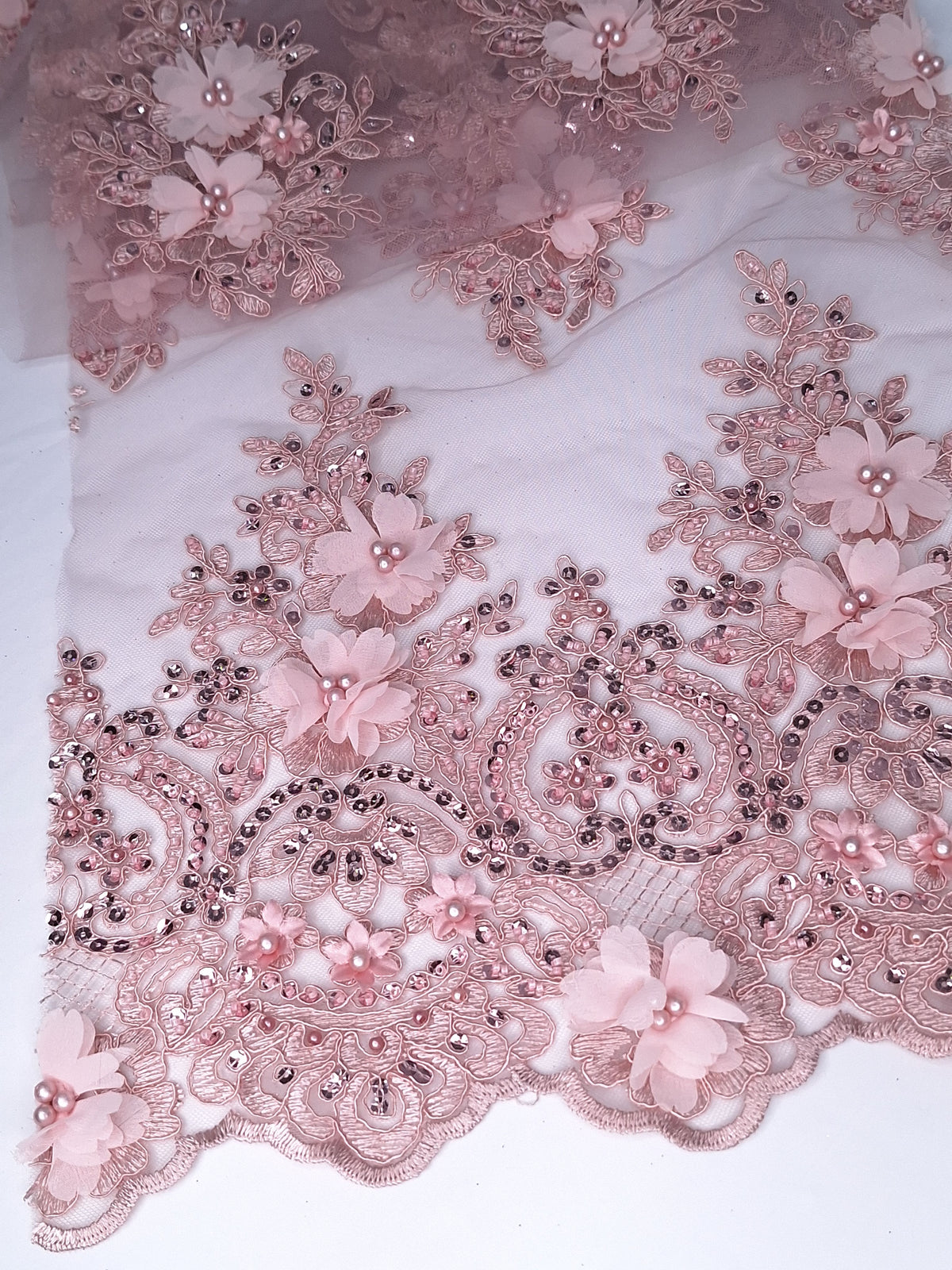 Tul bordado H163, para vestidos de noche de boda y de XV años – tela por metro Ceremonia Textil