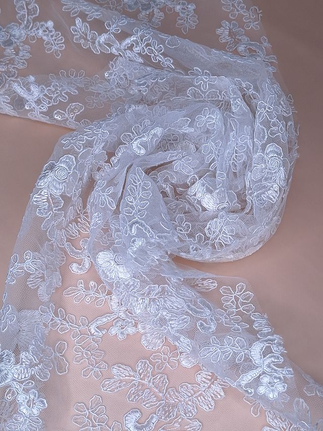 Tul bordado H165, ideal para vestidos de noche de boda y de XV años – tela por metro Ceremonia Textil