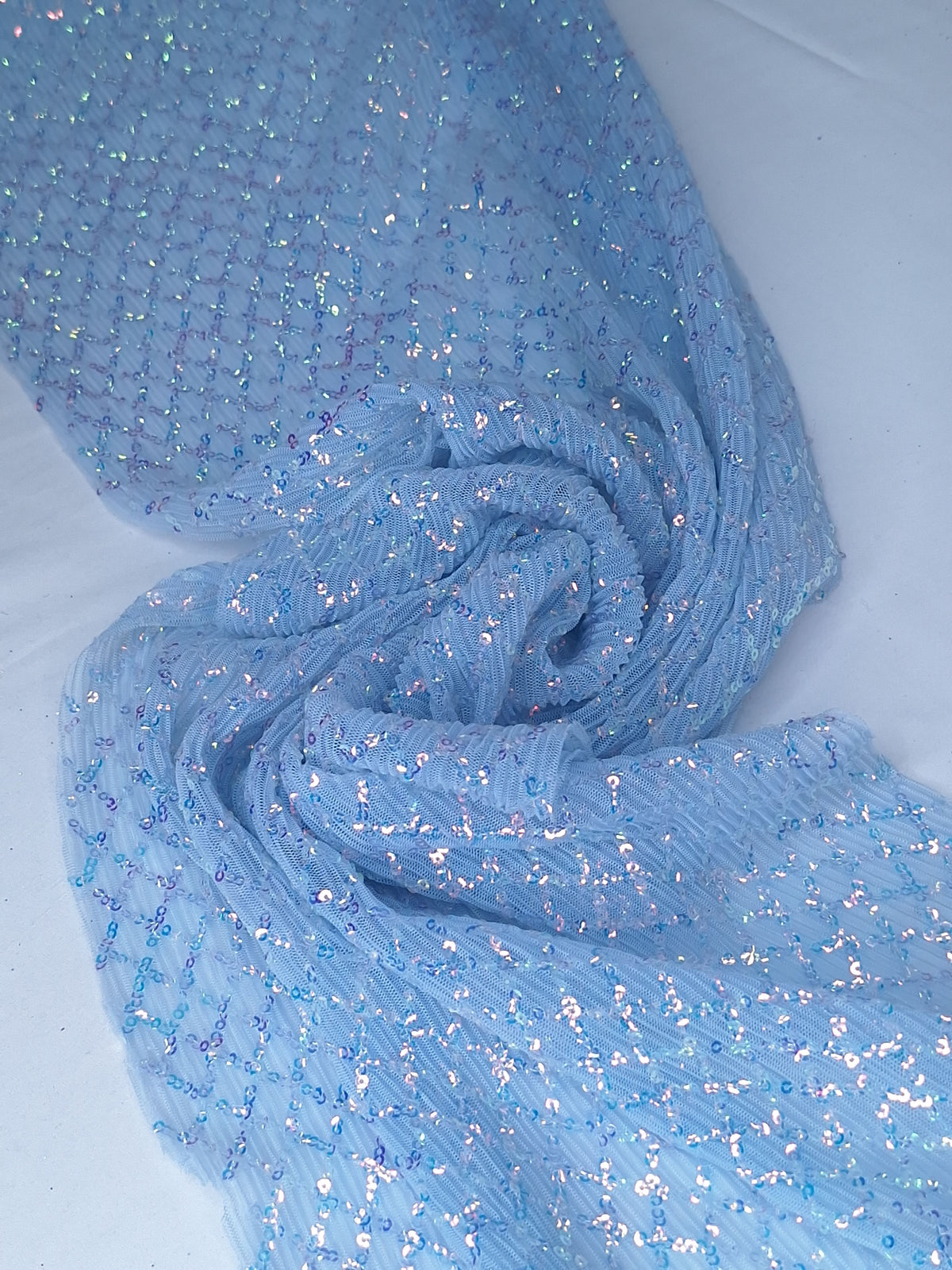 Tul bordado color cielo A964, ideal para vestidos de noche de boda y de XV años – tela por metro Ceremonia Textil