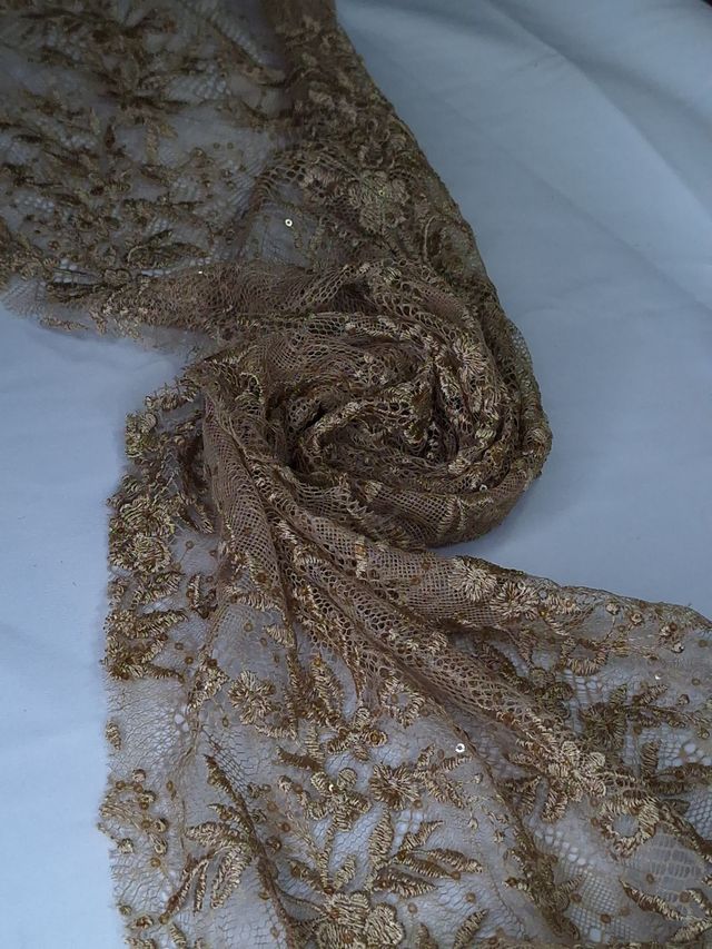 Tul bordado A795, ideal para vestidos de noche de boda y de XV años – tela por metro Ceremonia Textil