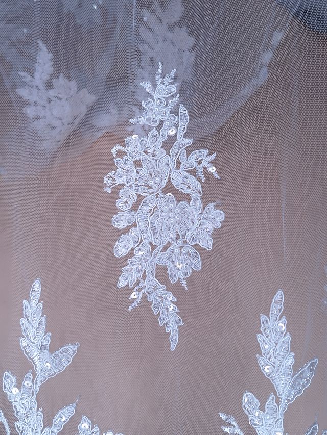Tul bordado A982, ideal para vestidos de noche de boda y de XV años – tela por metro Ceremonia Textil