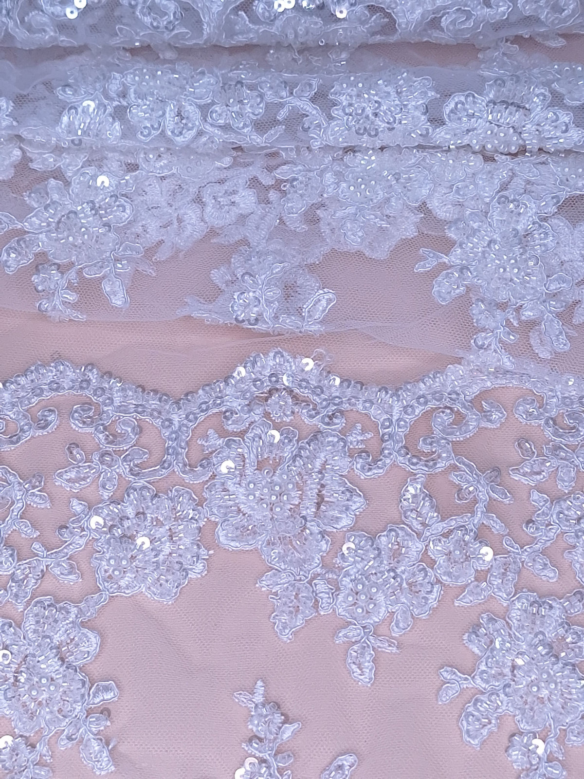 Tul bordado color blanco H206, ideal para vestidos de noche de boda y de XV años – tela por metro Ceremonia Textil