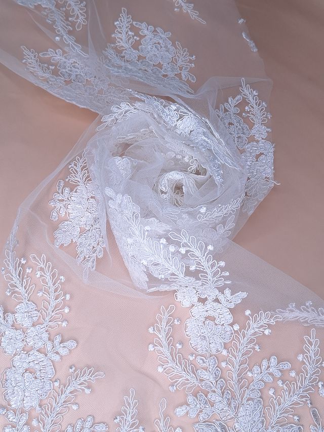 Tul bordado A961, ideal para vestidos de noche de boda y de XV años – tela por metro Ceremonia Textil