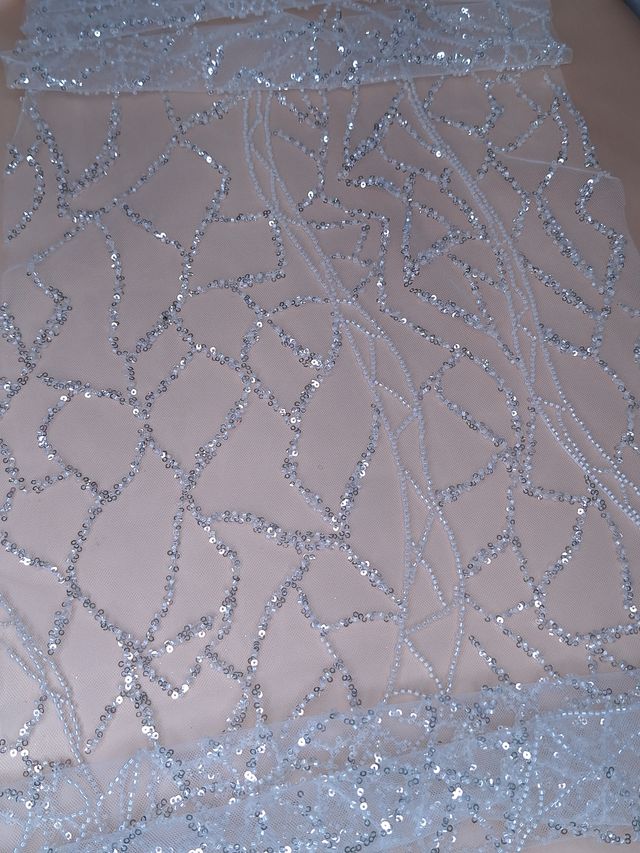 Tul bordado A943, ideal para vestidos de noche de boda y de XV años – tela por metro Ceremonia Textil