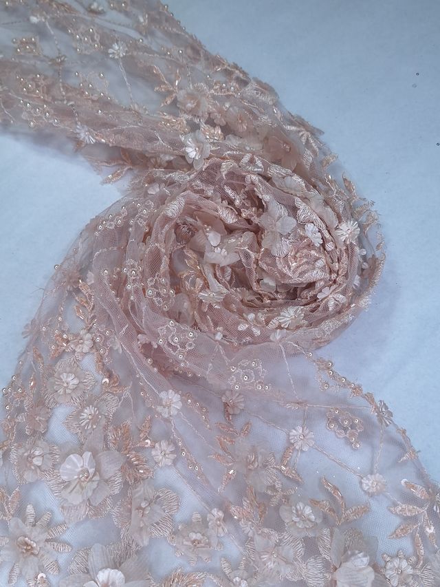 Tul bordado A862, ideal para vestidos de noche de boda y de xv años – tela por metro Ceremonia Textil