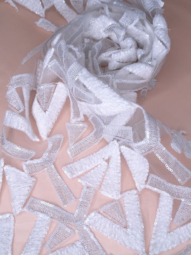 Tul bordado A892, ideal para vestidos de noche de boda y de XV años – tela por metro Ceremonia Textil