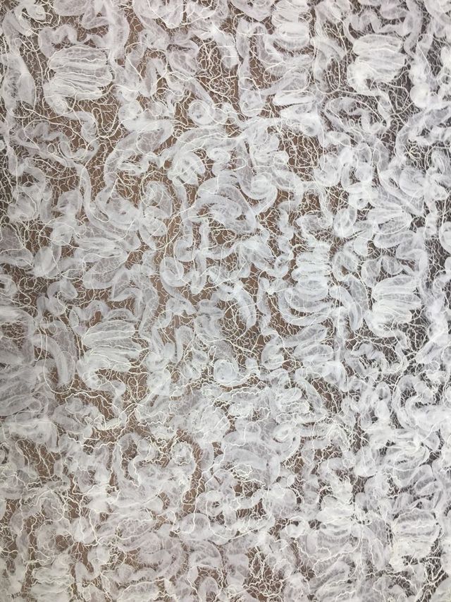 Tul bordado color hueso A424, ideal para vestidos de noche de boda y de XV años – tela por metro Ceremonia Textil