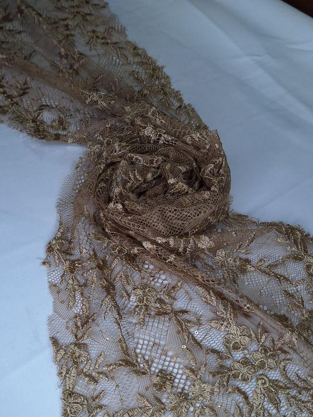 Tul bordado A868, ideal para vestidos de noche de boda y de XV años – tela por metro Ceremonia Textil