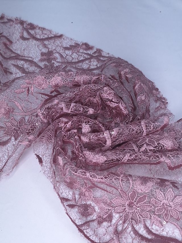 Tul bordado H038, ideal para vestidos de noche de boda y de xv años – tela por metro Ceremonia Textil