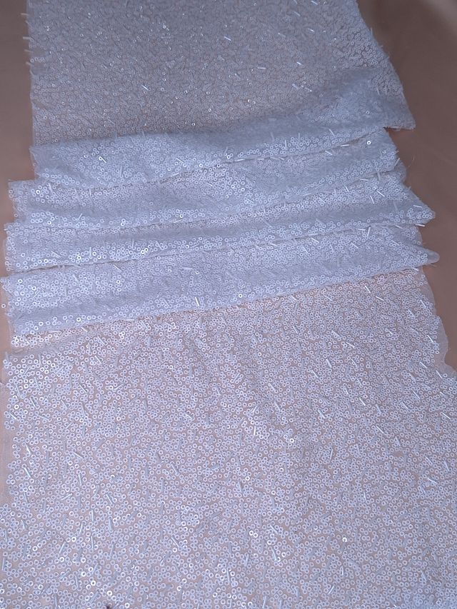 Tul bordado H093, ideal para vestidos de noche de boda y de XV años – tela por metro Ceremonia Textil