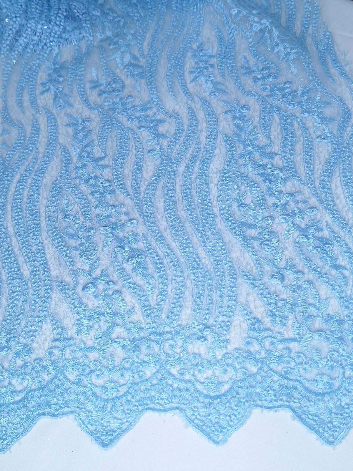 Tul bordado H084, ideal para vestidos de noche de boda y de XV años – tela por metro Ceremonia Textil