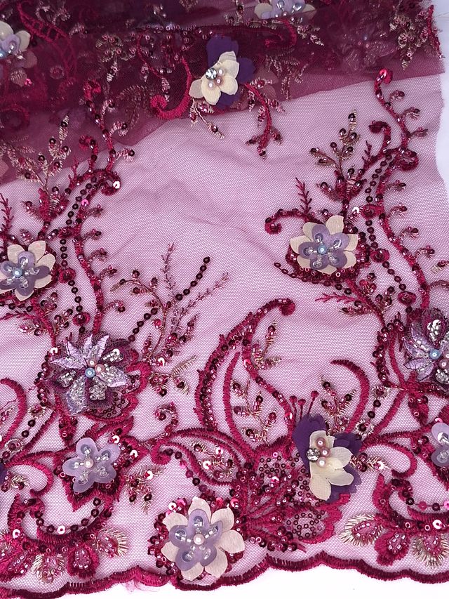 Tul bordado A974, ideal para vestidos de noche de boda y de XV años – tela por metro Ceremonia Textil