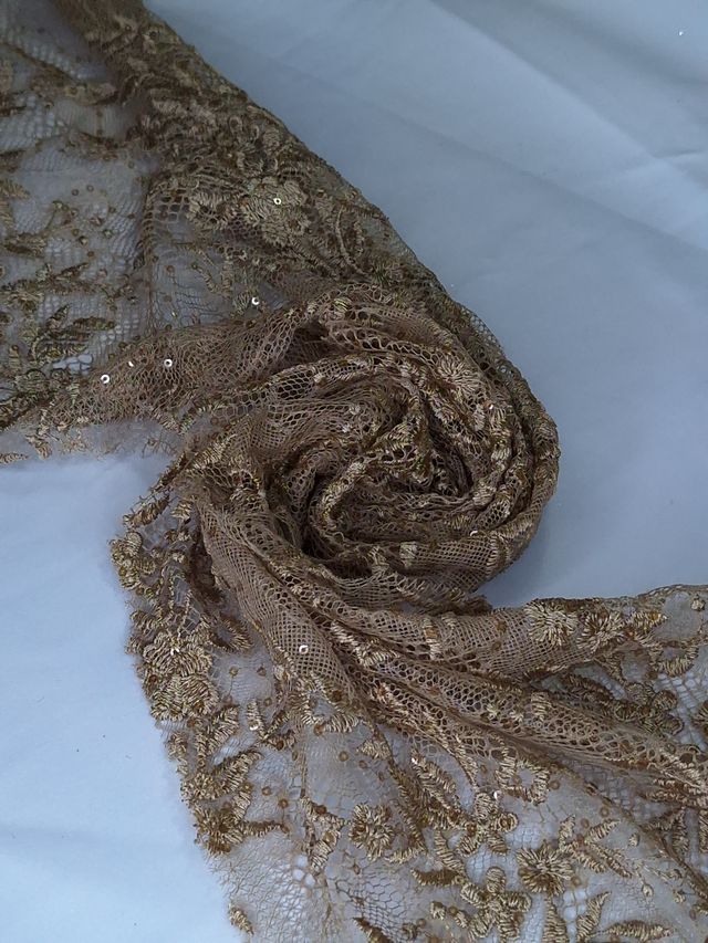 Tul bordado A795, ideal para vestidos de noche de boda y de XV años – tela por metro Ceremonia Textil