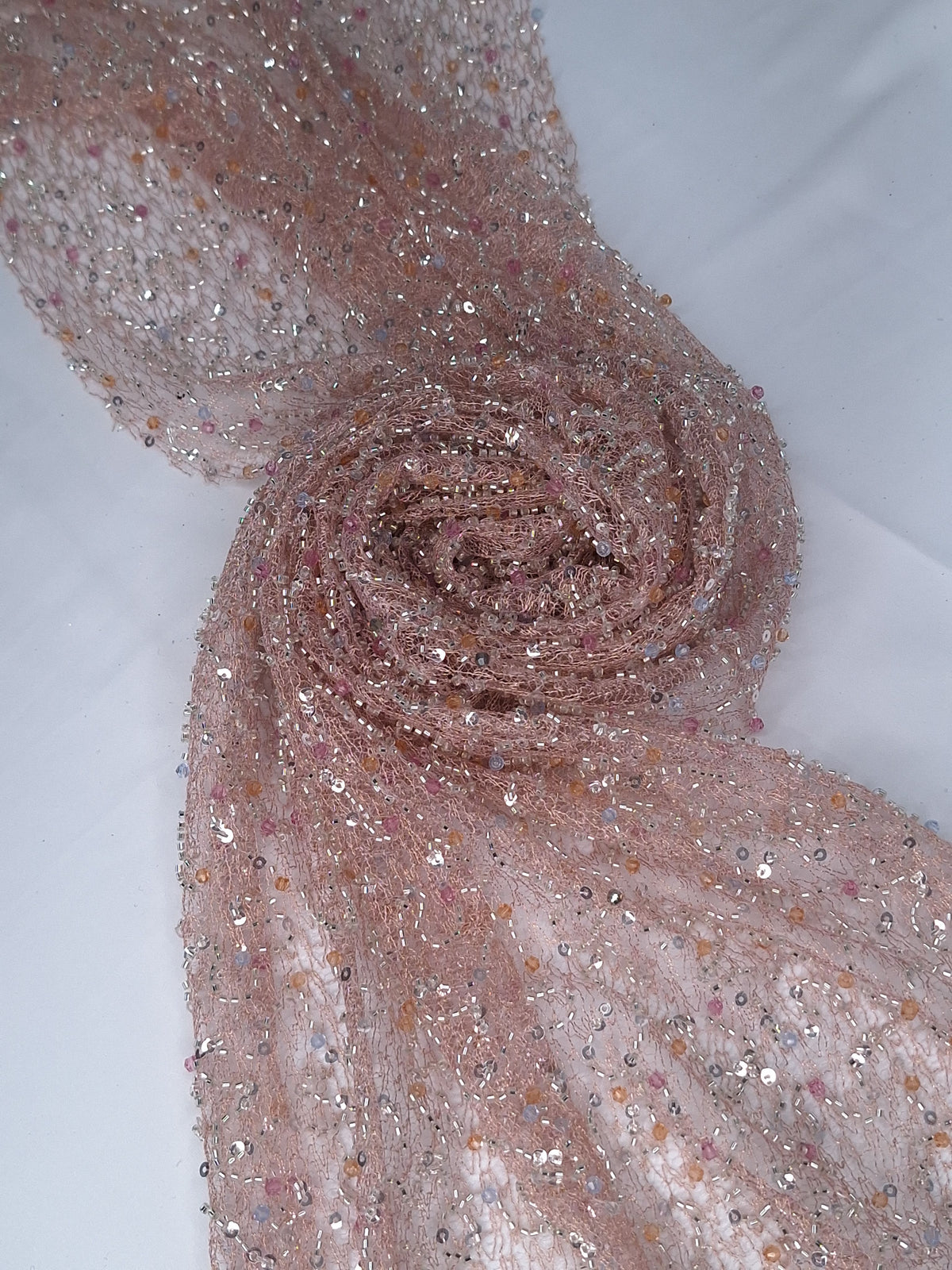 Tul bordado H171, ideal para vestidos de noche de boda y de XV años – tela por metro Ceremonia Textil
