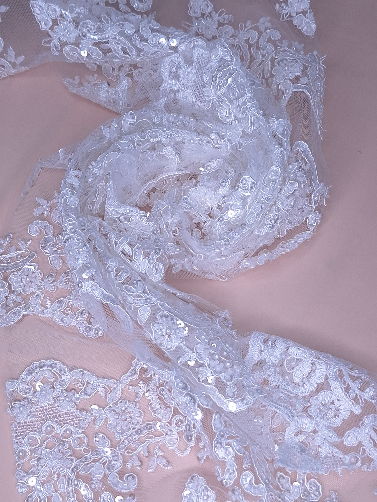 Tul bordado color blanco H204, ideal para vestidos de noche de boda y de XV años – tela por metro Ceremonia Textil