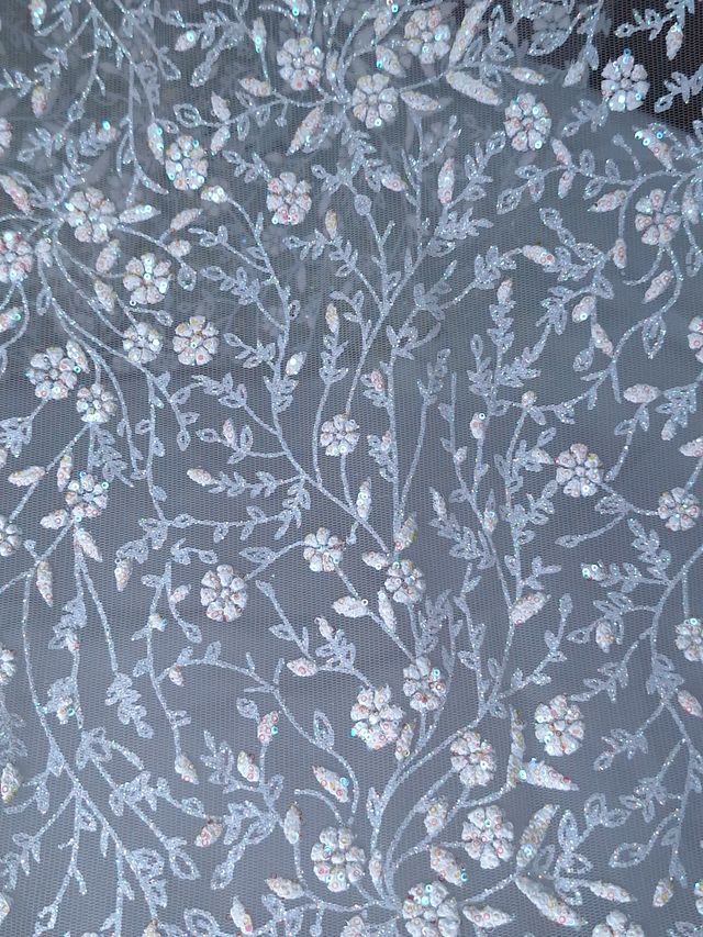 Tul bordado H036, ideal para vestidos de noche de boda y de XV años – tela por metro Ceremonia Textil