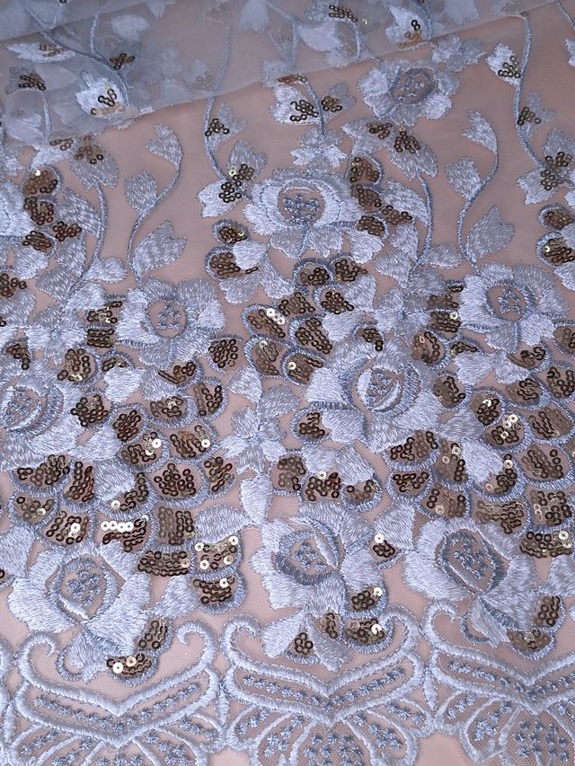 Tul bordado A927, ideal para vestidos de noche de boda y de XV años – tela por metro Ceremonia Textil