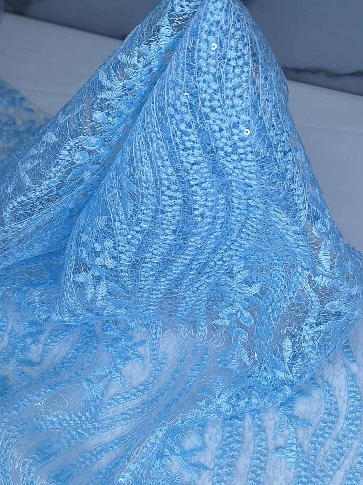 Tul bordado H084, ideal para vestidos de noche de boda y de XV años – tela por metro Ceremonia Textil