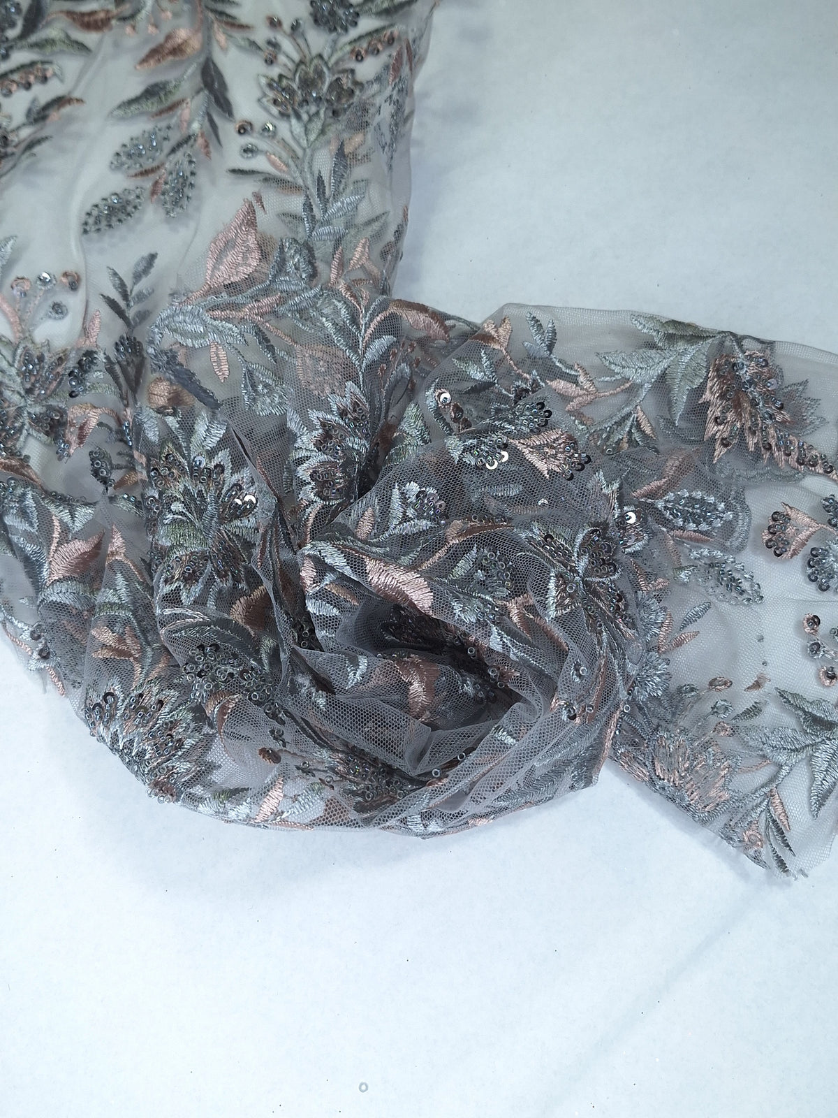 Tul bordado A799, ideal para vestidos de noche de boda y de XV años – tela por metro Ceremonia Textil