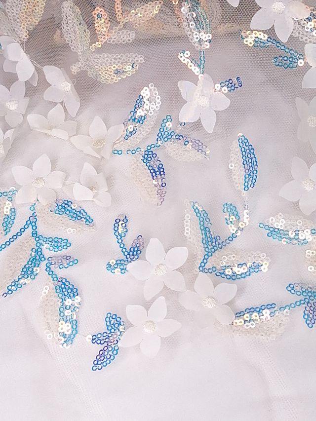 Tul bordado H103, ideal para vestidos de noche de boda y de XV años – tela por metro Ceremonia Textil