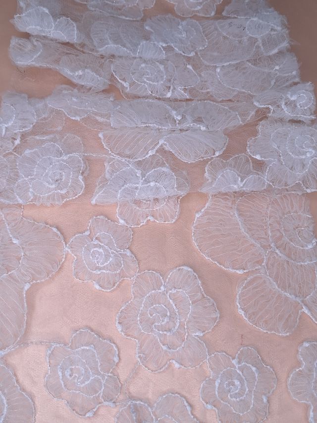 Tul bordado H042, ideal para vestidos de noche de boda y de XV años – tela por metro Ceremonia Textil