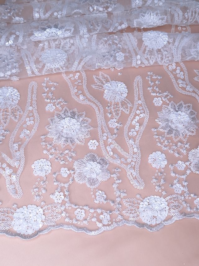 Tul bordado H104, ideal para vestidos de noche de boda y de XV años – tela por metro Ceremonia Textil